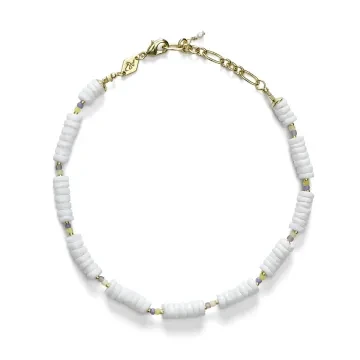 ANNI LU Ankelkæde til Dame udført i Messing, Guld i en flot Guld, Hvid farve