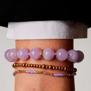 ANNI LU Armbånd til Dame udført i Messing, Perle i en flot Lilla farve