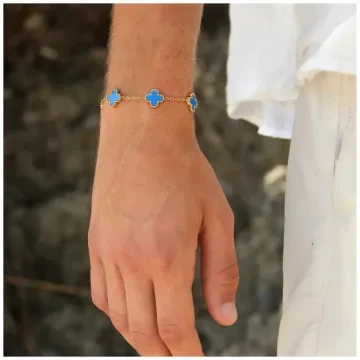 SKØR Armbånd til Herre, Dame udført i Rustfrit stål i en flot Blå, Guld farve