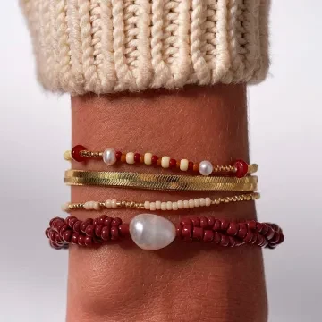 ANNI LU Armbånd til Dame udført i Messing i en flot Guld, Hvid farve