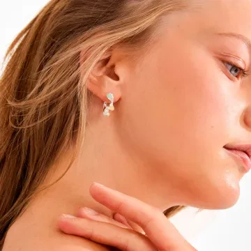 Pilgrim Øreringe til Dame udført i Messing i en flot Grøn, Orange, Sølv, Hvid farve