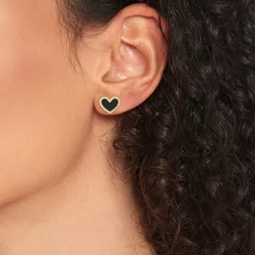 Tommy Hilfiger Øreringe til Dame udført i Rustfrit stål i en flot Guld, Sort farve