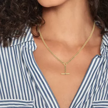 Tommy Hilfiger Halskæde til Dame udført i Rustfrit stål i en flot Guld farve