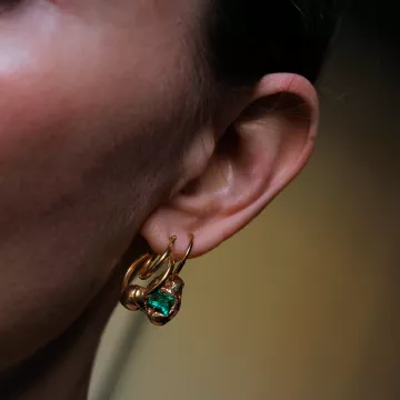 Hasla Øreringe til Dame udført i 925 Sterling Sølv i en flot Guld, Grøn farve