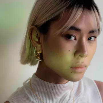 Hasla Øreringe til Dame udført i 925 Sterling Sølv i en flot Guld, Grøn farve