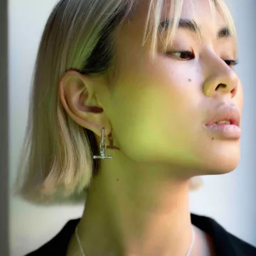 Hasla Øreringe til Dame udført i 925 Sterling Sølv i en flot Guld, Grøn farve