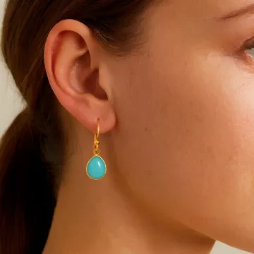 Susanne Friis Bjørner Øreringe til Dame udført i 925 Sterling Sølv i en flot Guld, Blå farve