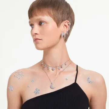 Swarovski Øreringe til Dame udført i Rustfrit stål, Sten i en flot Sølv farve