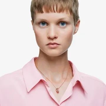 Swarovski Halskæde til Dame udført i Rustfrit stål i en flot Rosaguld farve