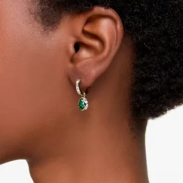 Swarovski Øreringe til Dame udført i Rustfrit stål, Sten i en flot Guld, Grøn farve