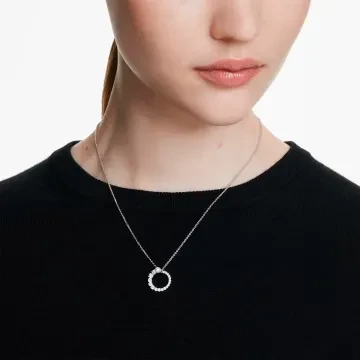 Swarovski Halskæde til Dame udført i Perle, Rustfrit stål, Sten i en flot Sølv, Hvid farve