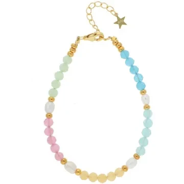 Nuni Copenhagen Armbånd til Dame udført i 925 Sterling Sølv, Glas, Guld i en flot Multi farve