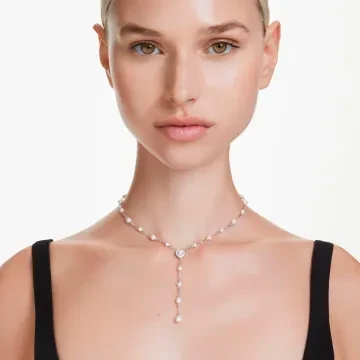 Swarovski Halskæde til Dame udført i Rustfrit stål, Sten i en flot Hvid farve