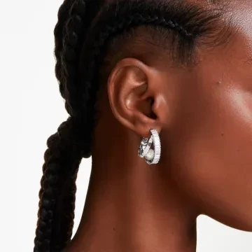 Swarovski Øreringe til Dame udført i Rustfrit stål, Sten i en flot Hvid farve