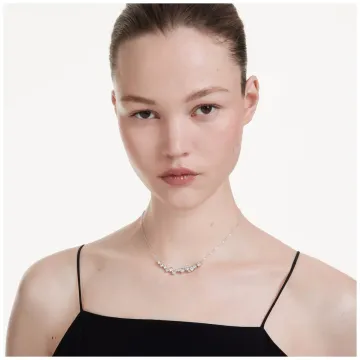 Swarovski Halskæde til Dame udført i Rustfrit stål i en flot Sølv farve
