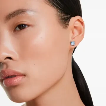 Swarovski Øreringe til Dame udført i Rustfrit stål, Sten i en flot Blå farve