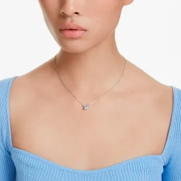 Swarovski Halskæde til Dame udført i Rustfrit stål, Sten i en flot Blå, Sølv farve