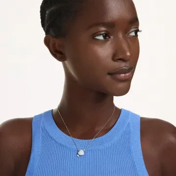 Swarovski Halskæde til Dame udført i Rustfrit stål i en flot Sølv farve