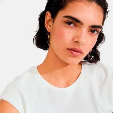 Pilgrim Øreringe til Dame udført i Messing i en flot Guld, Multi farve