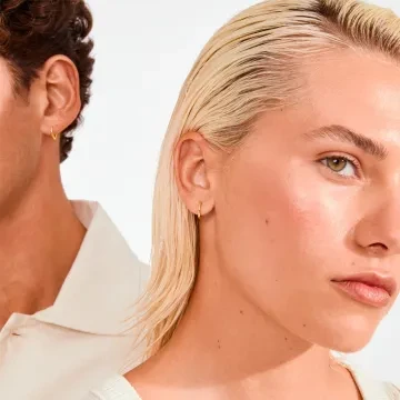 Pilgrim Øreringe til Herre, Dame udført i Messing i en flot Guld farve