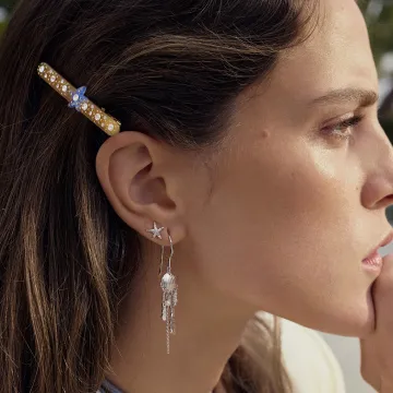 Maanesten Øreringe til Dame udført i 925 Sterling Sølv i en flot Sølv farve