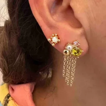 Nuni Copenhagen Øreringe til Dame udført i 925 Sterling Sølv, Guld i en flot Multi farve