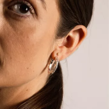 IX Studios Øreringe til Herre, Dame udført i 925 Sterling Sølv i en flot Sølv farve