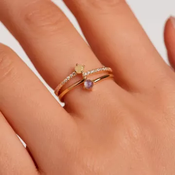 PDPAOLA Ring til Dame udført i 925 Sterling Sølv i en flot Guld, Multi farve