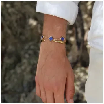 SKØR Armbånd til Herre, Dame udført i  i en flot Blå, Guld farve