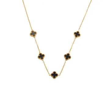 SKØR Halskæde til Herre, Dame udført i Rustfrit stål i en flot Sort, Guld farve