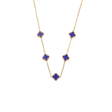 SKØR Halskæde til Herre, Dame udført i Rustfrit stål i en flot Blå, Guld farve