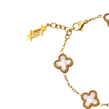 SKØR Armbånd til Herre, Dame udført i Rustfrit stål i en flot Guld, Hvid farve