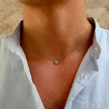 SKØR Halskæde til Herre, Dame udført i Rustfrit stål i en flot Blå, Guld farve