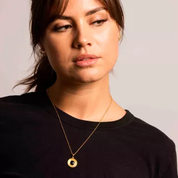 IX Studios Vedhæng til Herre, Dame udført i 925 Sterling Sølv i en flot Guld, Sort farve