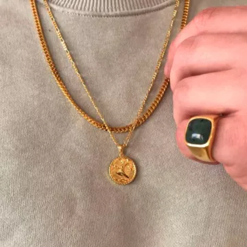 IX Studios Ring til Herre, Dame udført i 925 Sterling Sølv i en flot Guld farve