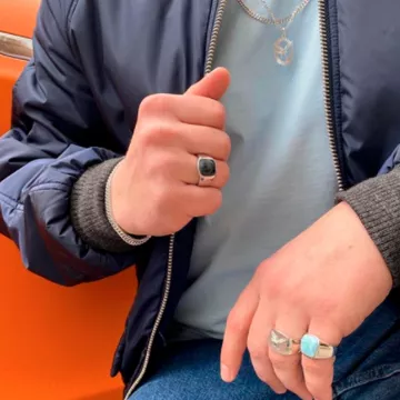 IX Studios Ring til Herre, Dame udført i 925 Sterling Sølv i en flot Sølv farve