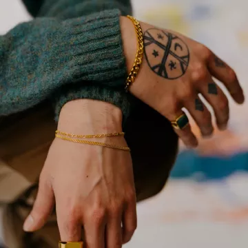 IX Studios Armbånd til Herre, Dame udført i 925 Sterling Sølv i en flot Guld farve