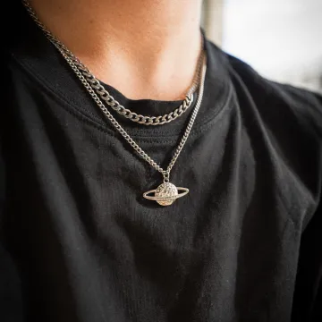 Schultz Halskæde til Herre, Dame udført i Rustfrit stål i en flot Sølv farve