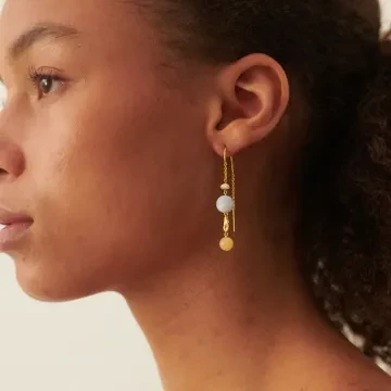 Pernille Corydon Øreringe til Dame udført i 925 Sterling Sølv, Guld, Perle i en flot Multi farve