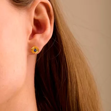 Pernille Corydon Øreringe til Dame udført i 925 Sterling Sølv i en flot Blå, Guld farve