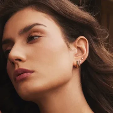 Ania Haie Øreringe til Dame udført i 925 Sterling Sølv i en flot Brun, Guld farve