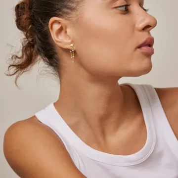 Enamel Øreringe til Dame udført i 925 Sterling Sølv i en flot Blå, Guld farve