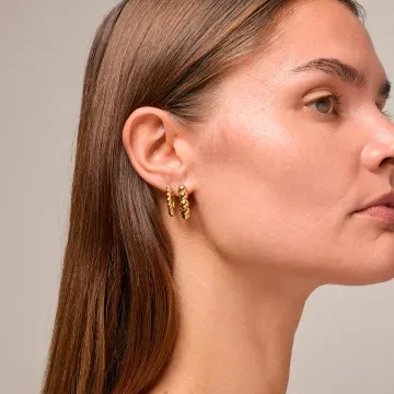 Enamel Øreringe til Dame udført i 925 Sterling Sølv, Guld i en flot Guld farve