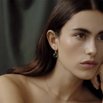 Julie Sandlau Øreringe til Dame udført i 925 Sterling Sølv i en flot Guld, Grøn farve