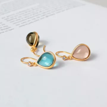 Julie Sandlau Øreringe til Dame udført i 925 Sterling Sølv i en flot Guld, Grøn farve