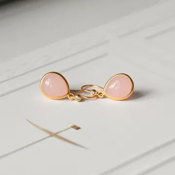 Julie Sandlau Øreringe til Dame udført i 925 Sterling Sølv i en flot Guld, Lyserød farve