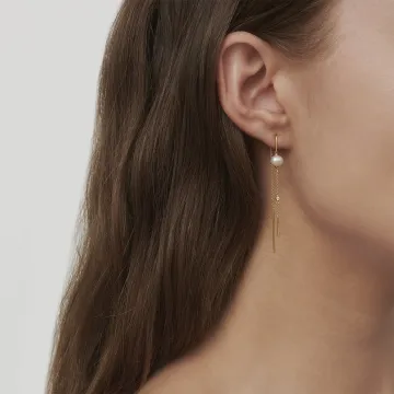 Julie Sandlau Øreringe til Dame udført i 925 Sterling Sølv i en flot Guld, Hvid farve