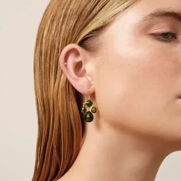 Julie Sandlau Øreringe til Dame udført i 925 Sterling Sølv, Guld i en flot Grøn farve