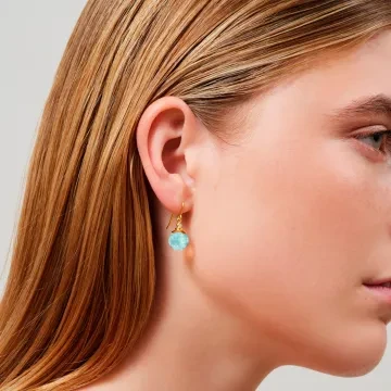 Julie Sandlau Øreringe til Dame udført i 925 Sterling Sølv, Guld, Sten i en flot Blå, Guld farve