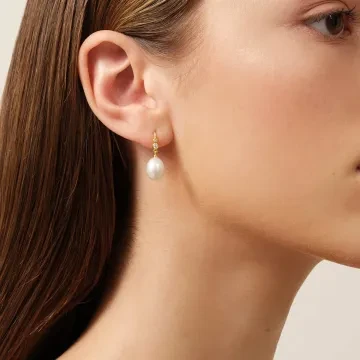 Julie Sandlau Øreringe til Dame udført i 925 Sterling Sølv, Guld i en flot Guld farve